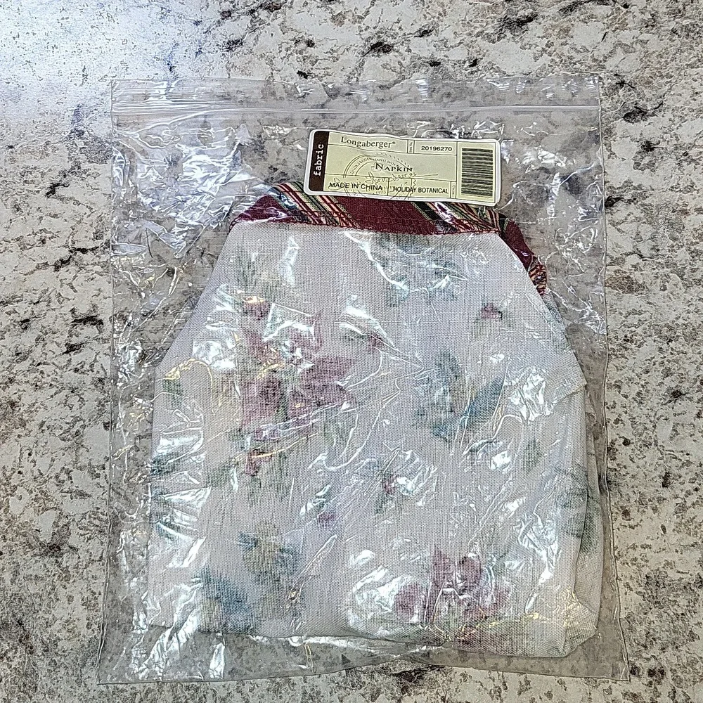 New Longaberger Napkin Holiday Botanical Fabric Liner